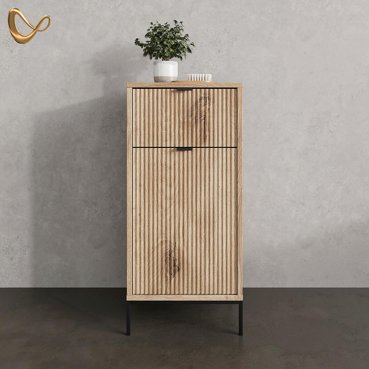 MIDISCHRANK ATERNO Viking Oak 40 x 87 cm mit Tür und Schublade - Eichefarben, Holzwerkstoff (40/87/35cm) - Livinity®