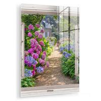 ACRYLGLASBILD Hortensie - Durchsichtig - Blumen - Sommer - Lila - Weg 60x80 cm - Lila, Glas (60/80cm) - MuchoWow