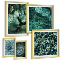BILDER SET 5er Set - 50x50 cm & 20x30 cm & 40x60 cm Goldrahmen - Meerstrand Zitronen Berge - Goldfarben, Kunststoff (40/60cm) - TULUP