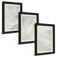BILDER SET 3er Set - 20x30 cm Schwarzer Rahmen - Abstrakter Pinselhintergrund - Schwarz, Kunststoff (20/30cm) - TULUP