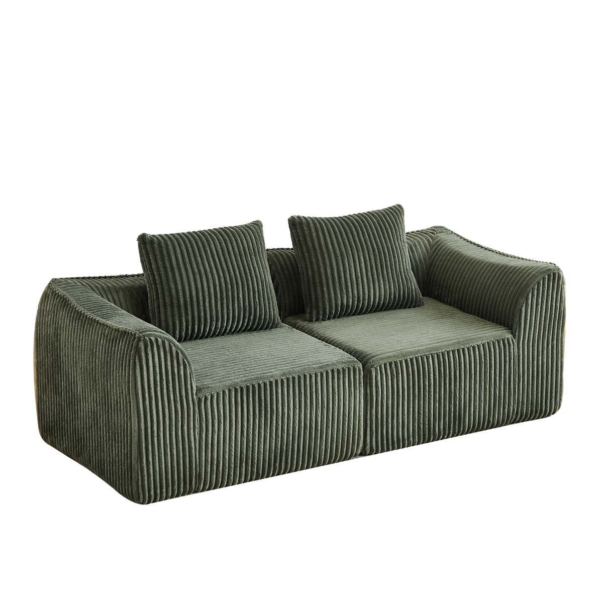 2-SITZER SOFA Cord Minimalistisch & Modular - Grün, Textil (185/72.5/101cm) - Urban Meuble