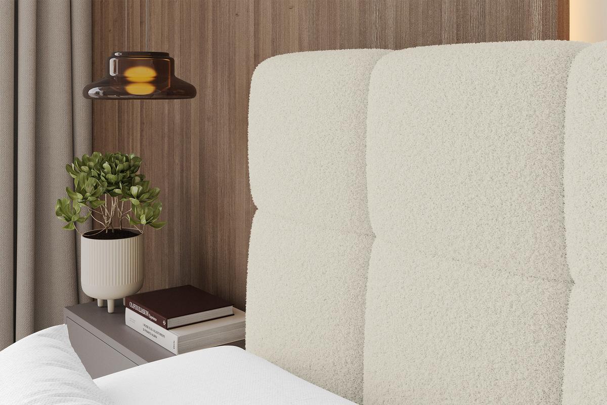 BOXBETT mit Matratze H3/H4 - FAMA-Z KING - 160x200 cm Beige Quelle - Sandfarben, Holzwerkstoff (160/200cm) - ALTDECOR