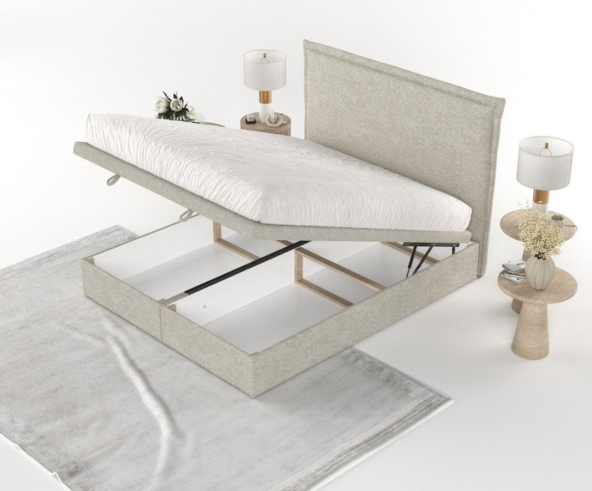POLSTERBETT Eliot mit Stauraum 140/200 cm Beige im Alta Stoff - Beige/Schwarz, Holz/Holzwerkstoff (140/200cm) - AltaBeds