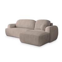 ECKSOFA MODENZA P R-S Beige Kordstoff mit Schlaffunktion - Beige/Schwarz, Holz/Kunststoff (266/148cm) - MASSENO