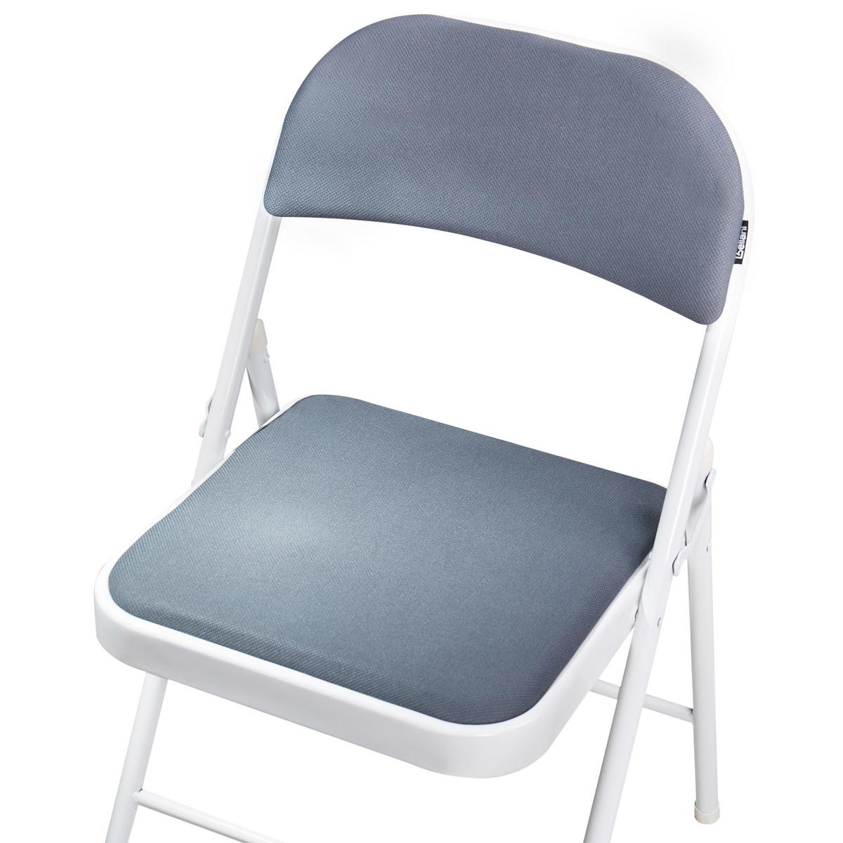 KLAPPSTUHL 4er-Set Metall Dunkelgrau/Weiß Sparks - Dunkelgrau, Metall (45/77/47cm) - Beliani