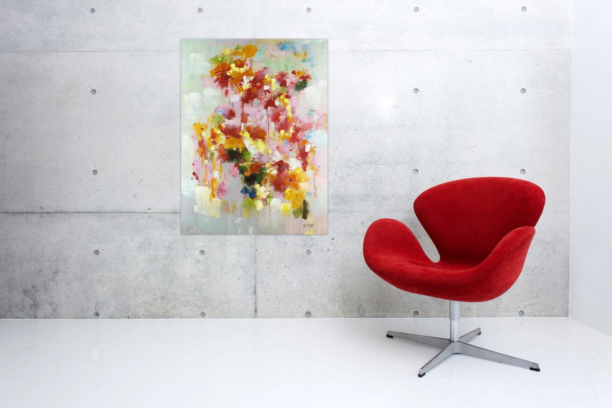 ÖLGEMÄLDE 80/120 cm - Blau/Gelb, Holz/Textil (80/120cm) - KUNSTLOFT
