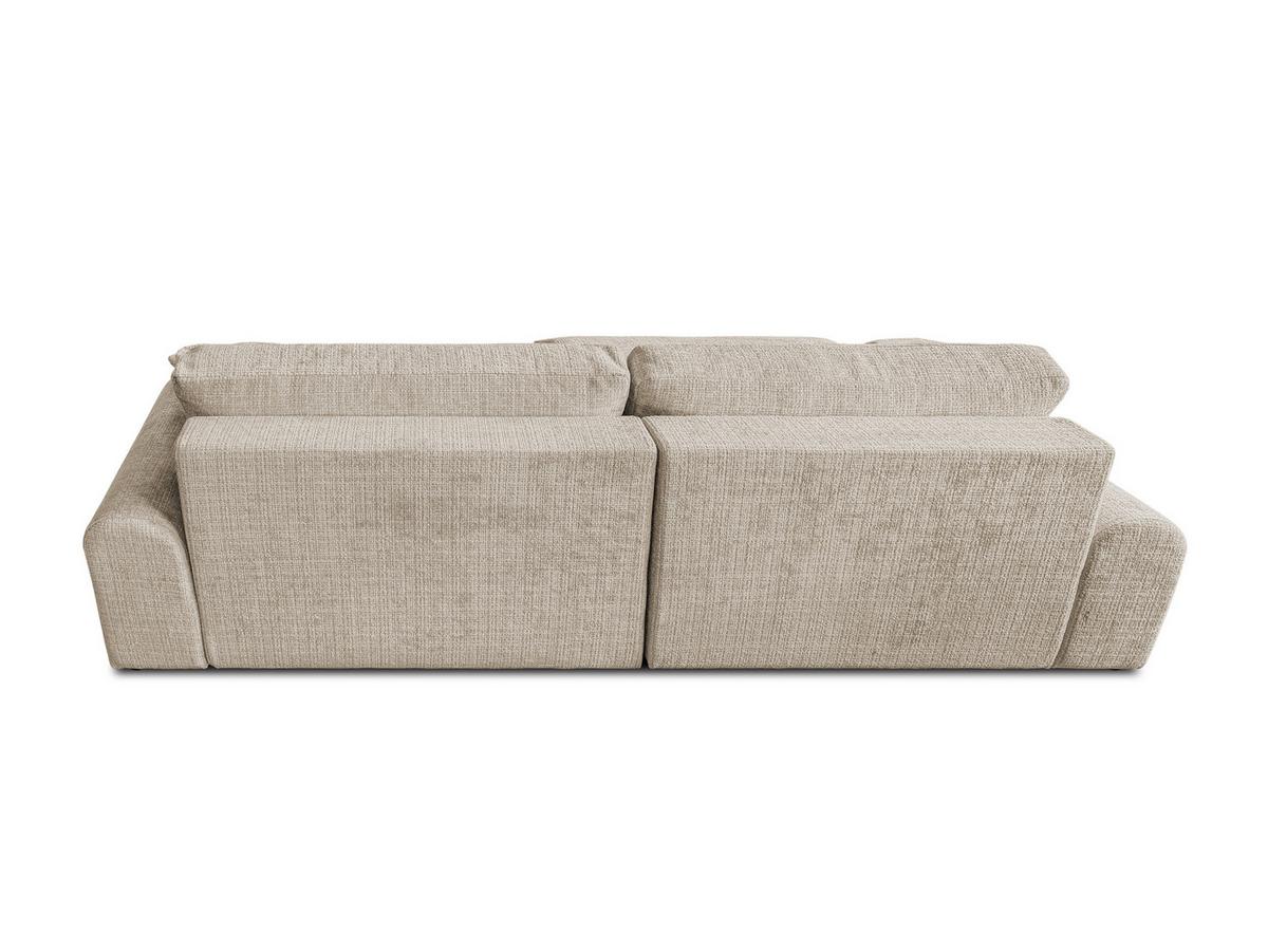 ECKSOFA Melvano mit Schlaffunktion und Bettkasten im Japandi-Stil aus weichem Dunkelbeige Chenille-Stoff - Beige/Schwarz, Holz/Kunststoff (145/240cm) - S-Style