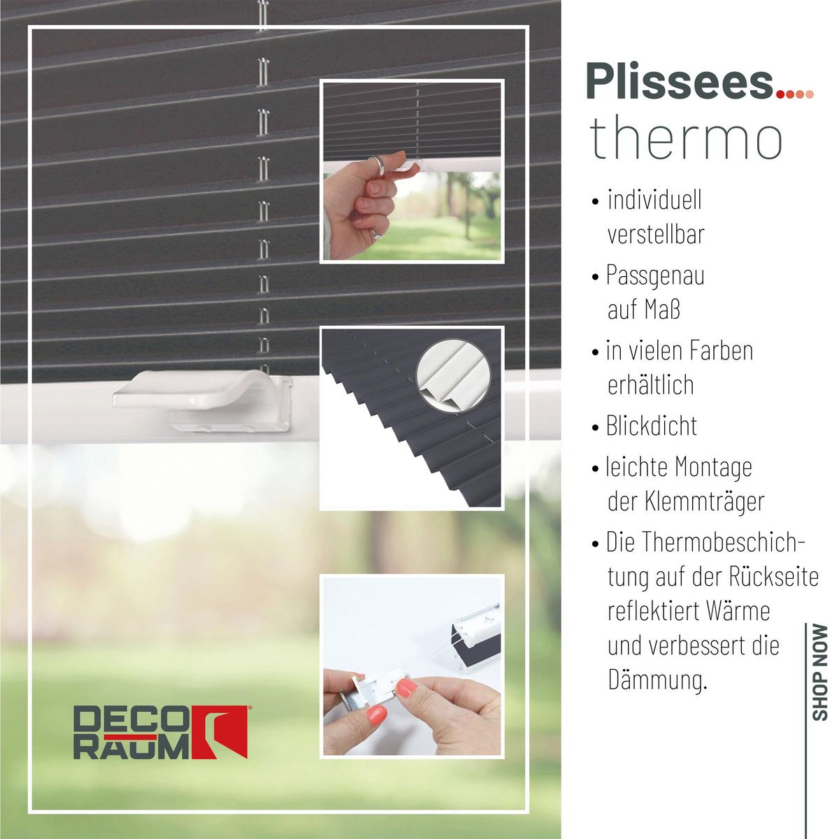 PLISSEE Thermo Basic 75 x 210cm Klemmfix ohne Bohren - Grau, Textil (75/210/210cm) - Deco-Raum