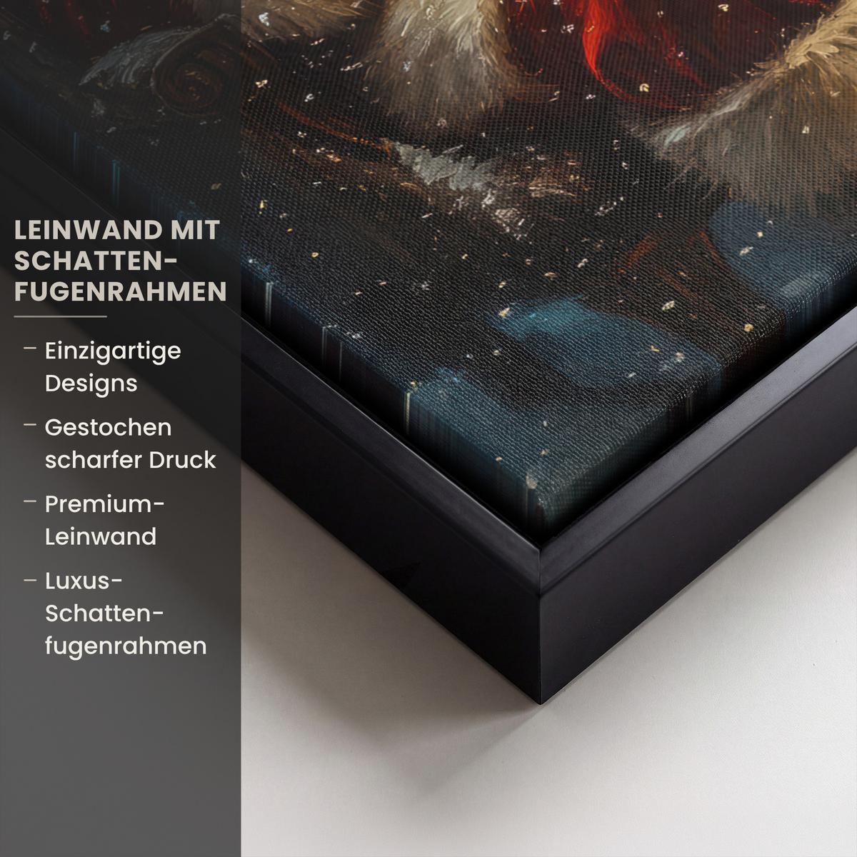 LEINWAND Bilder mit Rahmen - Weihnachtsmann - Weihnachten - Winter - Weihnachtsbaum - 30x40 - Bordeaux, Textil (30/40cm) - MuchoWow