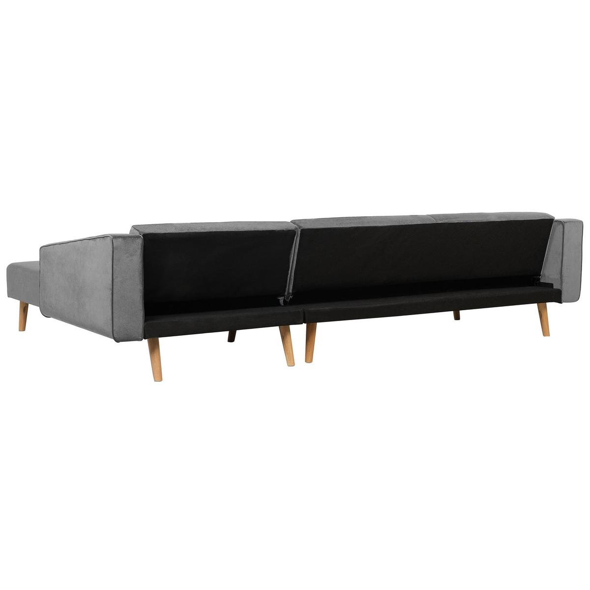 ECKSOFA Samtstoff Grau Vadso - Grau, Textil (303/98cm) - Beliani