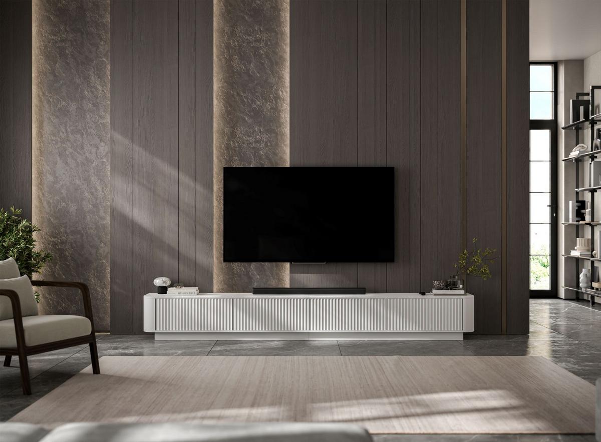 TV-LOWBOARD 2er-Set Aurora Weiß matt 280 cm - Weiß, Holzwerkstoff (280/30/35cm) - Meble Lindner