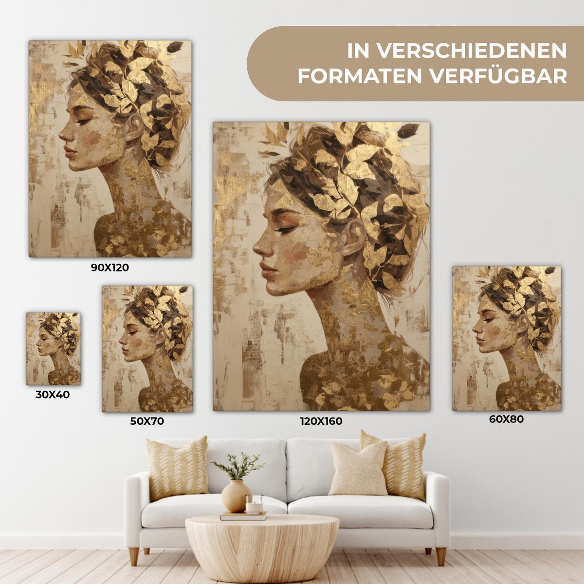 LEINWANDBILD Frau - Gold - Abstrakt - Textur Room Decor 30x40 cm - Goldfarben, Textil (30/40cm) - MuchoWow