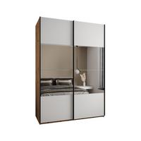 SCHWEBETÜRENSCHRANK 245,5/170/64 2-türig - Schwarz/Weiß, Holz/Metall (170/245/64cm) - Abiks Möbel