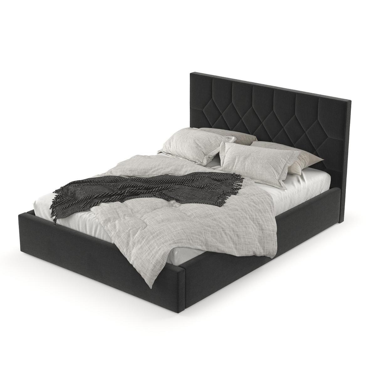 POLSTERBETT Brisa 160/200 cm Schwarz im Asti Stoff - Schwarz/Naturfarben, Holz/Holzwerkstoff (160/200cm) - AltaBeds