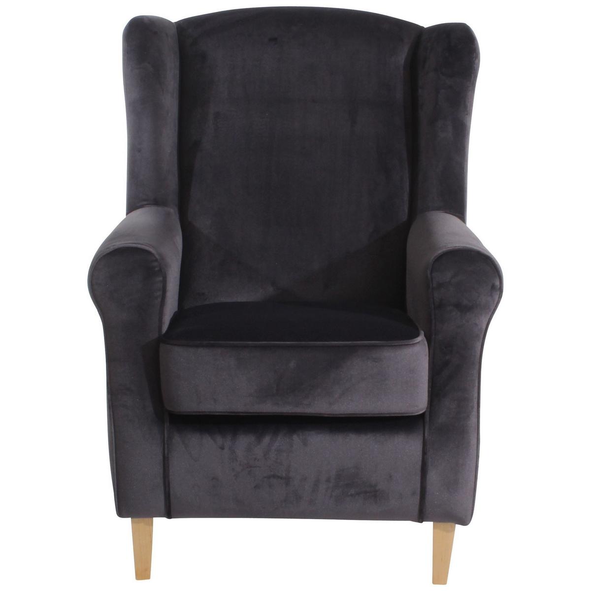 OHRENSESSEL Karlen Bezug Samtvelours Buche natur / anthrazit - Anthrazit, Kunststoff (86/103/77cm) - 58aufmkessel