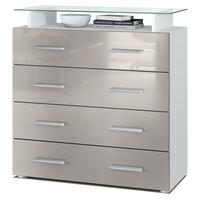 KOMMODE Pavos Sandgrau Hochglanz - Sandfarben, Holzwerkstoff (76/81/35cm) - Vladon