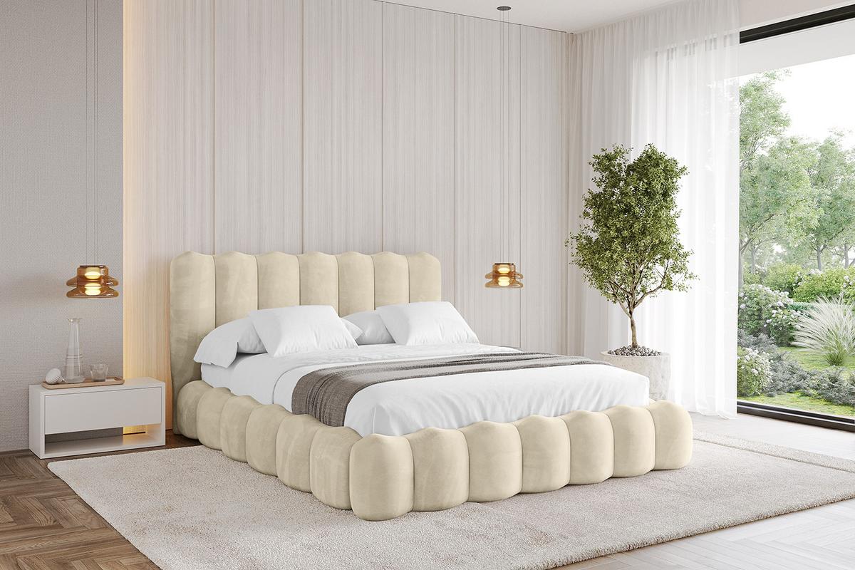 POLSTERBETT mit Bettkasten und Lattenrost, Boxbett ohne Matratze - SORA 180x200 Beige - Ecru, Holzwerkstoff/Textil (180/200cm) - ALTDECOR