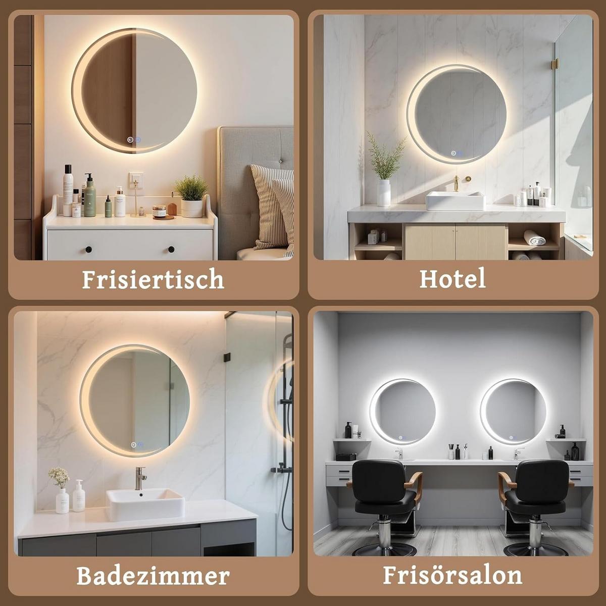 BADSPIEGEL Finng 70/2.4/70 cm - Silberfarben, Glas/Metall (2.4/70/70cm) - ZMH