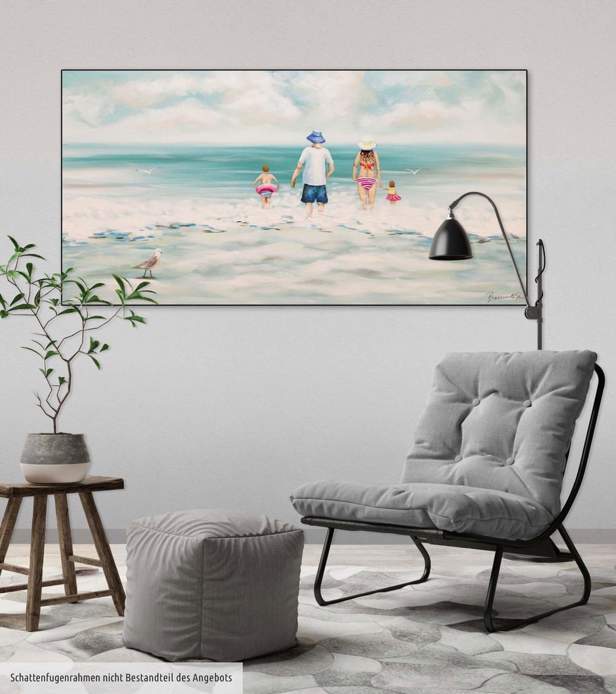 ACRYLBILD HANDGEMALT 120/60 cm - Blau/Weiß, Holz/Textil (120/60cm) - KUNSTLOFT