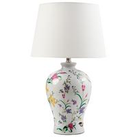 TISCHLAMPE Porzellan Weiß Febros - Pink/Gelb, Keramik (36/36/61cm) - Beliani