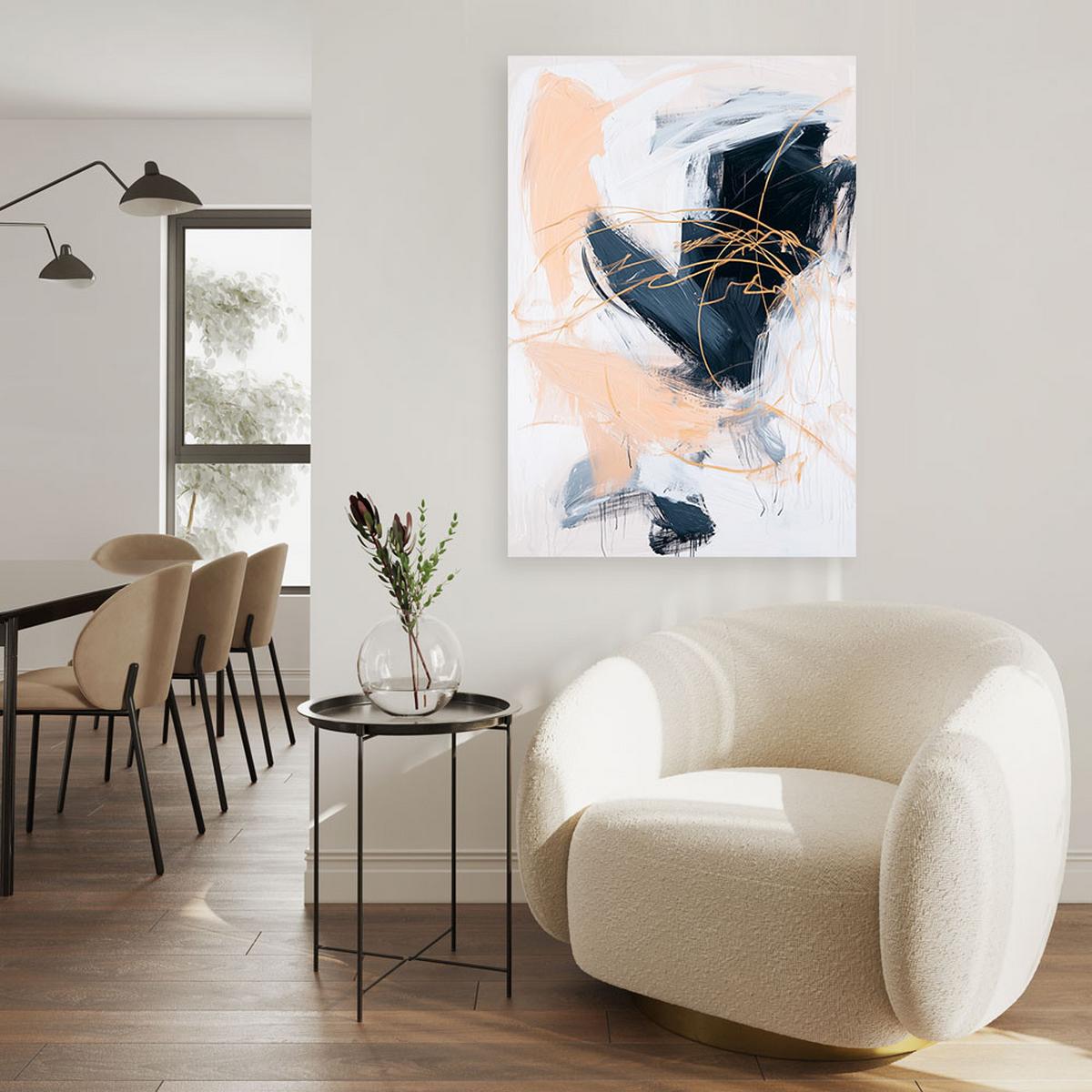 LEINWANDBILD Moderne Abstraktion Farbeffekt 80x120cm - Grau, Textil (80/120cm) - Feeby