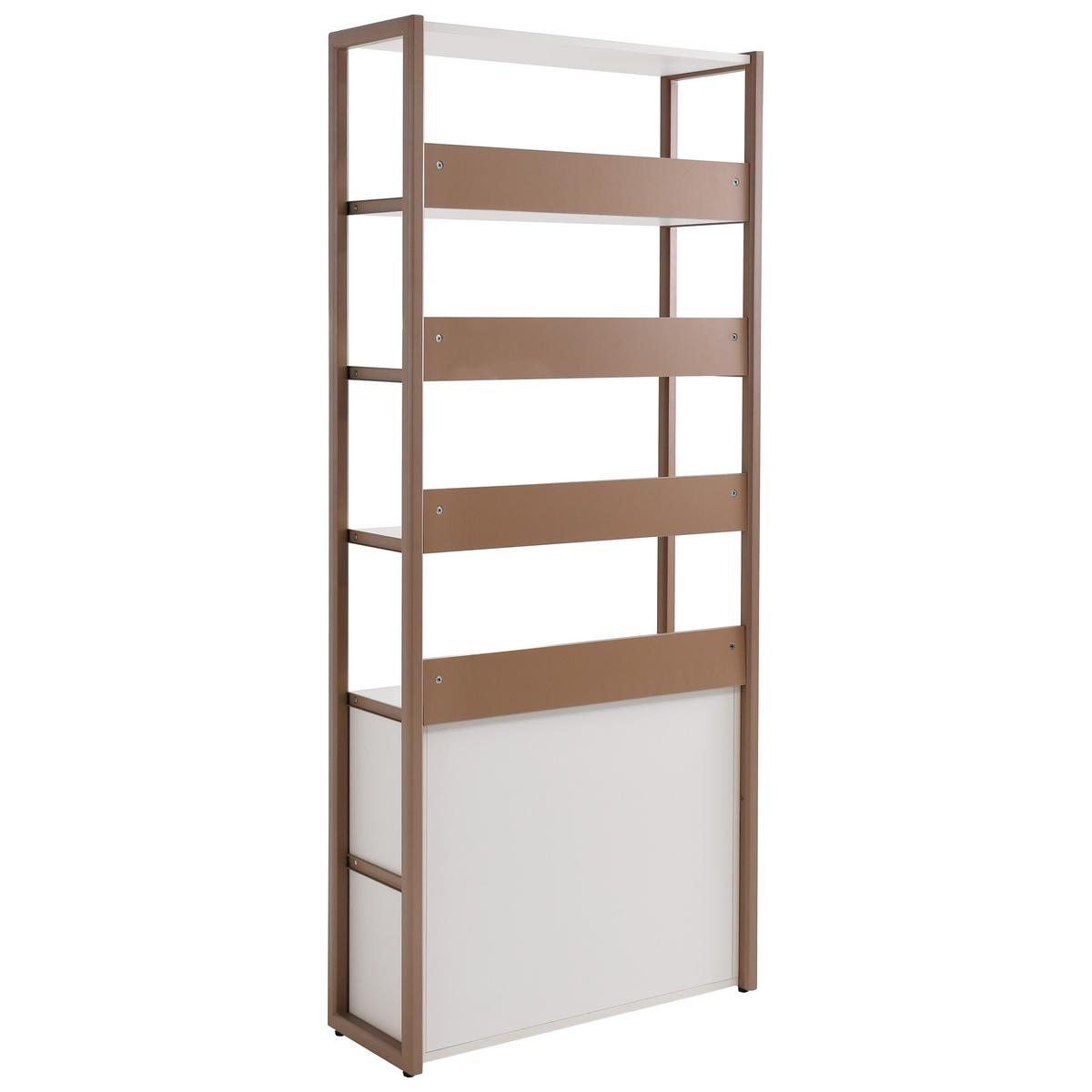 BÜCHERREGAL Boreo aus Metall mit 2 Türen, 80 cm, Kaschmir+Hellbraun - Kaschmir/Hellbraun, Metall (80/192/30cm) - Beautysofa