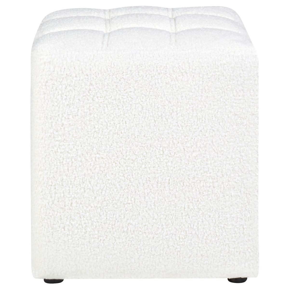 POUF Bouclé Weiß Kansas - Weiß, Textil (38/39/38cm) - Beliani