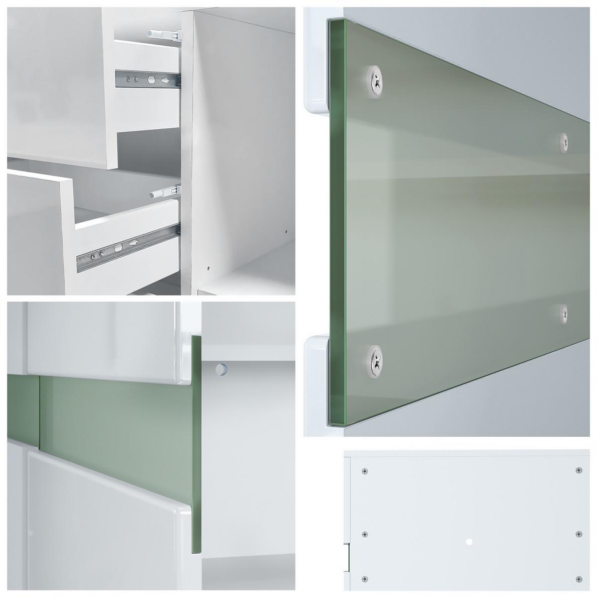 SIDEBOARD Flow Weiß - Weiß Hochglanz, Holzwerkstoff (177/75/39cm) - Vladon