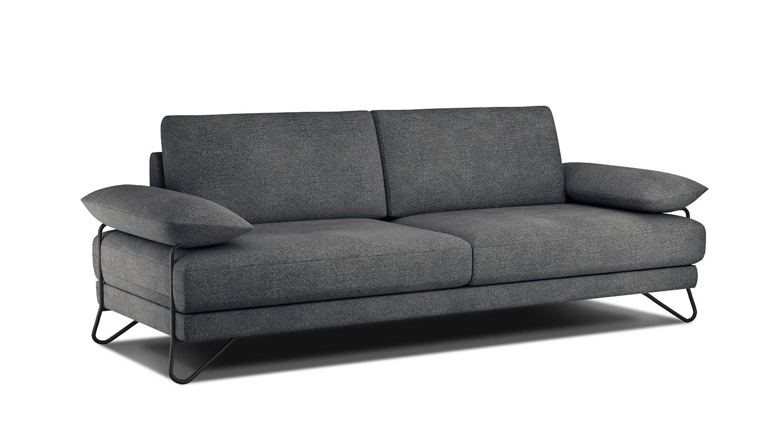 SOFA LORI 3-Sitzer, dunkelgrau - Dunkelgrau/Schwarz, Holzwerkstoff/Textil (245/87/96cm) - Wozimo