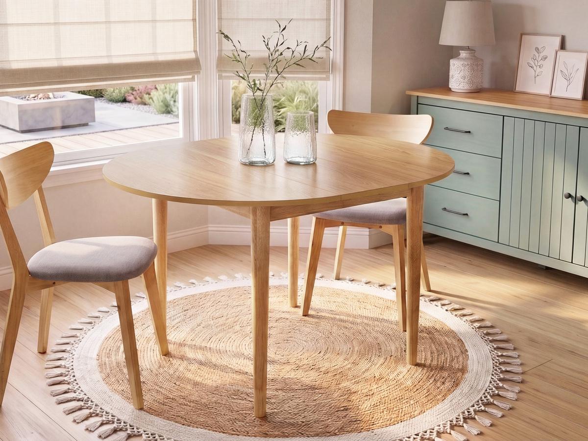 ESSTISCH ausziehbar Helle Eiche 107-137/107 cm Echo - Hellbraun, Holzwerkstoff (107/107/76cm) - Beliani
