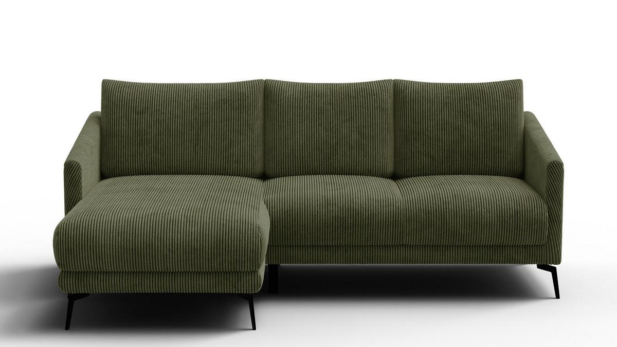 ECKSOFA VILT 3-Sitzer, olive - Schwarz/Olivgrün, Holzwerkstoff/Textil (221/156cm) - Wozimo