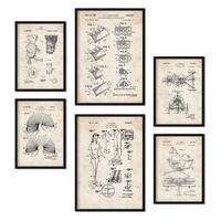 POSTER Set Mit 6 Plakaten Mit Spielzeuge Patenten Im Vintage Stil A3 & A4 Schwarzer Rahmen - Schwarz, Papier (29/3cm) - Nacnic