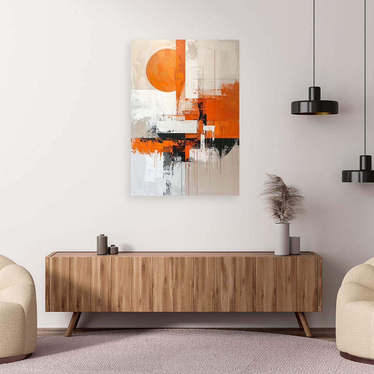 WANDBILD, Beige und orange Boho Stil Abstrakt - Orange, Textil (30/45cm) - Feeby