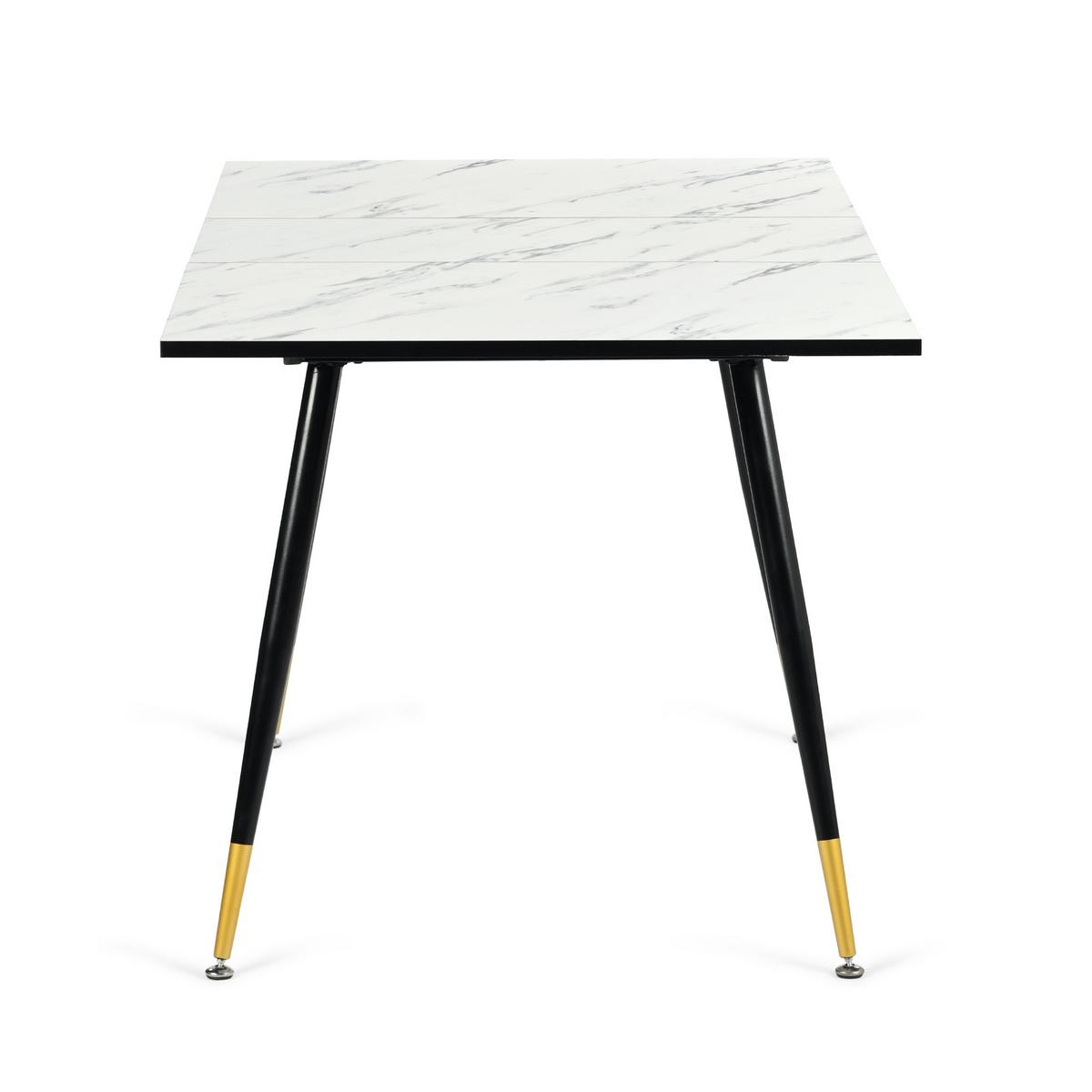 ESSTISCH Weiß Marmormuster rechteckig ausziehbar 120-160/80/75cm - Walnussfarben/Schwarz, Holz/Metall (80/120/75cm) - Urban Meuble