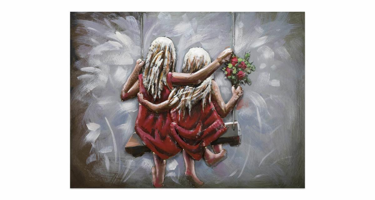 METALLBILD Rot 80/60 cm - Rot/Grau, Metall (5.2/60cm) - KUNSTLOFT