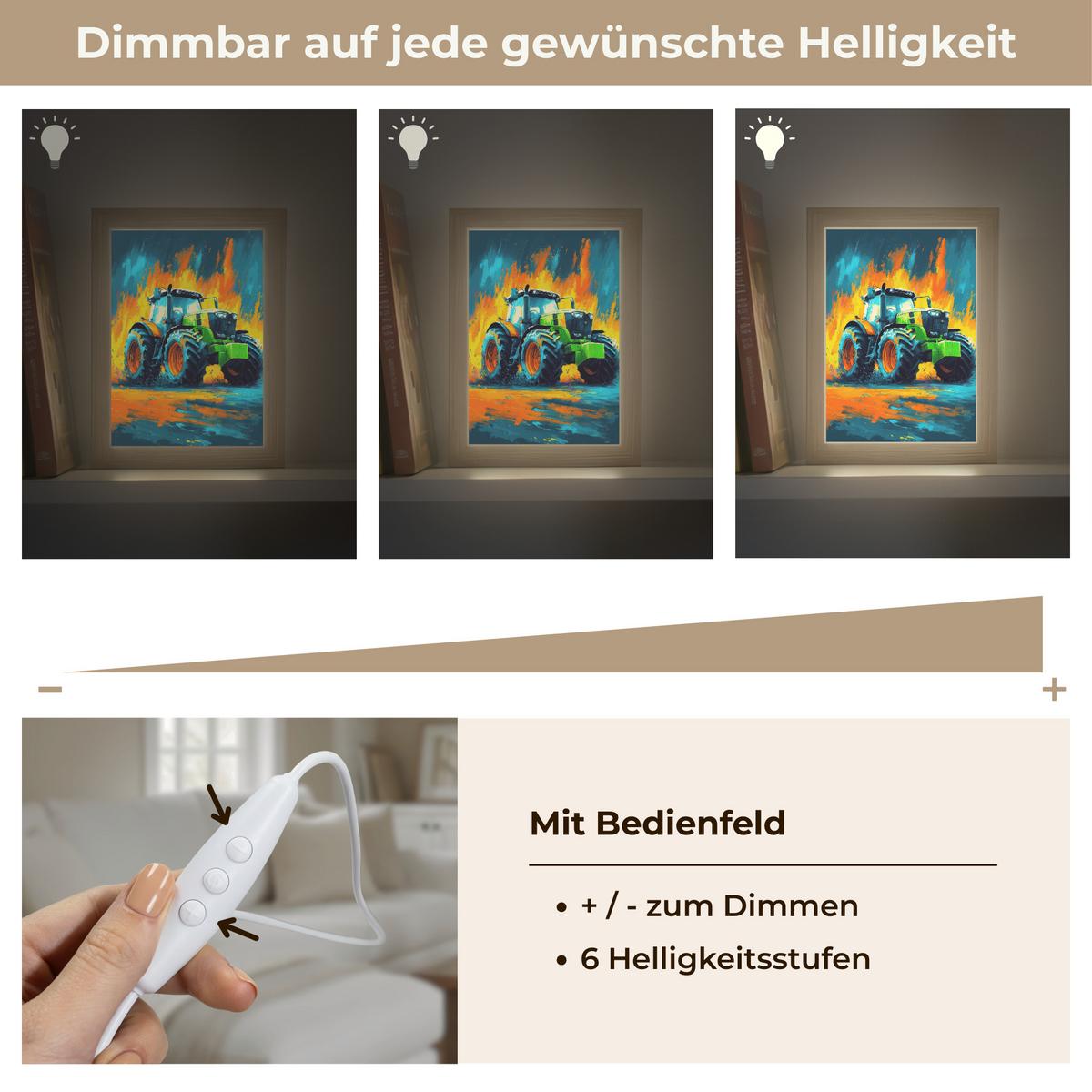 WANDLEUCHTE Abstrakt - Traktor - Grün 15x20 cm - Dunkelblau, Holzwerkstoff (15/20/8cm) - OnlyWow