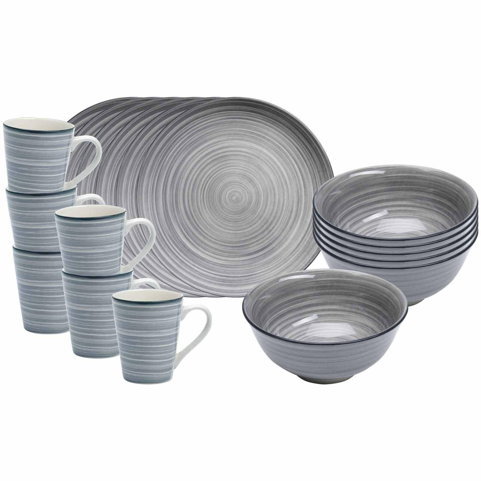 FRÜHSTÜCKS-SET Sendai Wirbel grau 18-tlg. - Grau, Keramik (2/2/2cm) - Ritzenhoff Breker