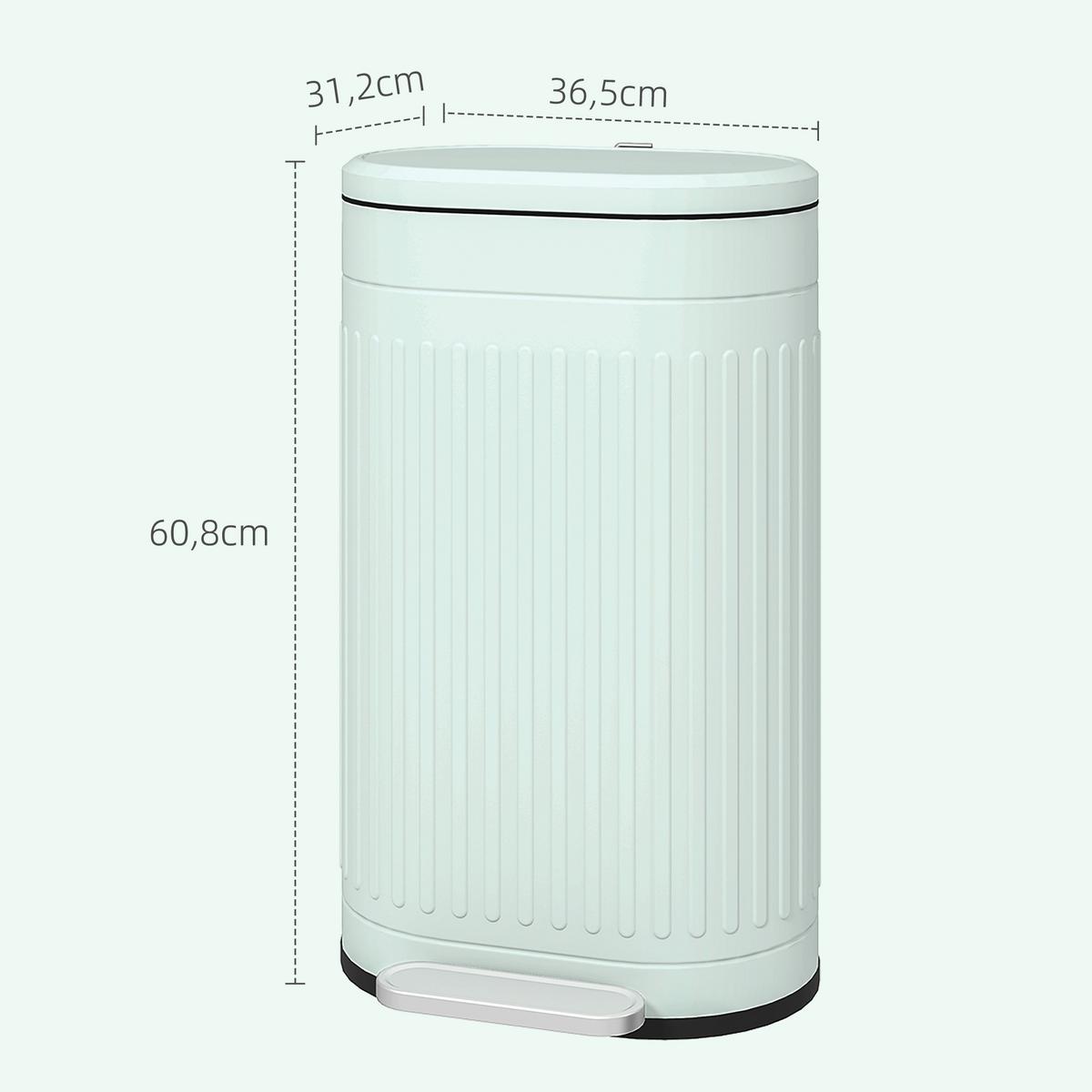 MÜLLEIMER 30l Metall Kunststoff Grün - Grün, Metall (31.2/60.8/36.5cm) - HOMCOM