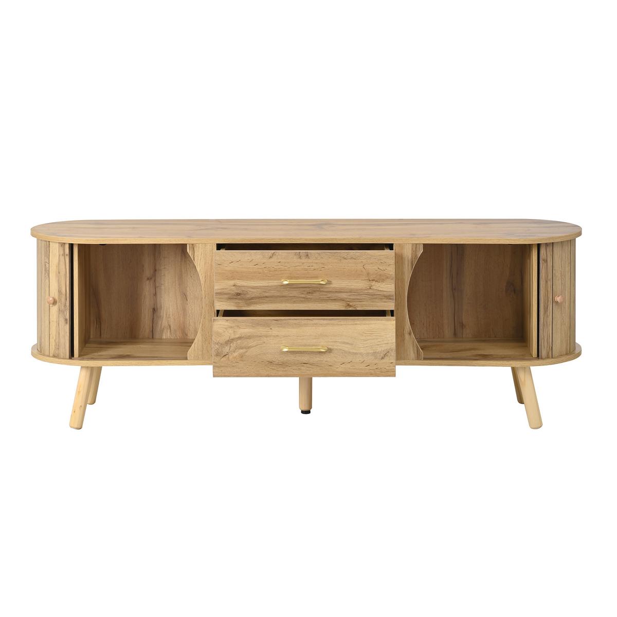 TV-LOWBOARD holzoptik & erbsenform - Naturfarben, Holzwerkstoff (160/55/36.5cm) - Urban Meuble