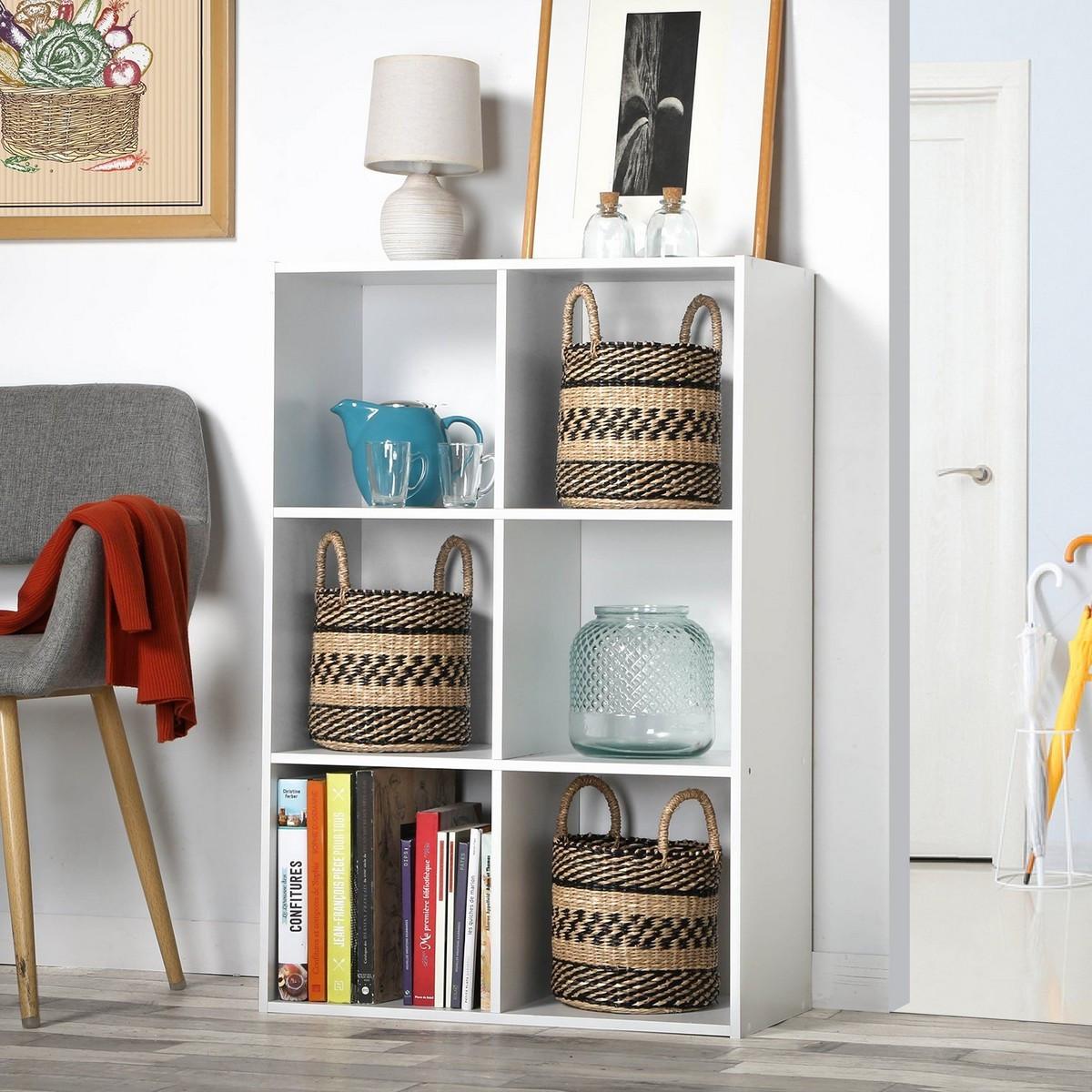 REGAL mit 6 Fächern - H91,5 x L61,5 cm - Weiß, Holzwerkstoff (29.5/91.5/31cm) - Calicosy