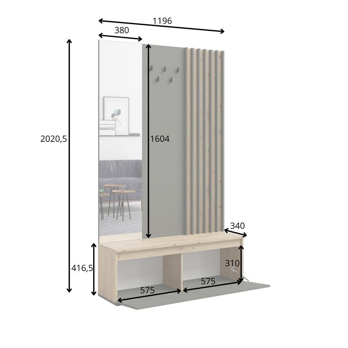 GARDEROBENSCHRANK ORTHOS 119,6/202,1/34 cm Modern Garderoben Eiche Artisan - Graphitfarben/Eiche Artisan, Holzwerkstoff (119.6/202.1/34cm) - MASSENO