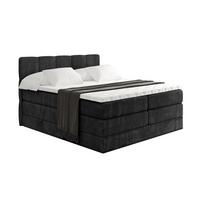 BOXSPRINGBETT mit Matratze H3|H4 und Lattenrost - LIRO KING-140x200 - Schwarz Casablanca - Schwarz, Holzwerkstoff (140/200cm) - ALTDECOR