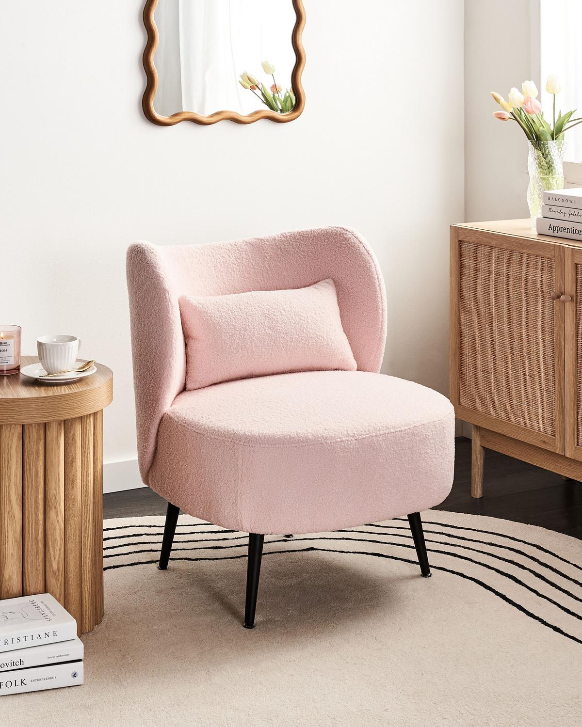 SESSEL Pastellrosa Otsby - Pink/Schwarz, Textil (60/76/55cm) - Beliani