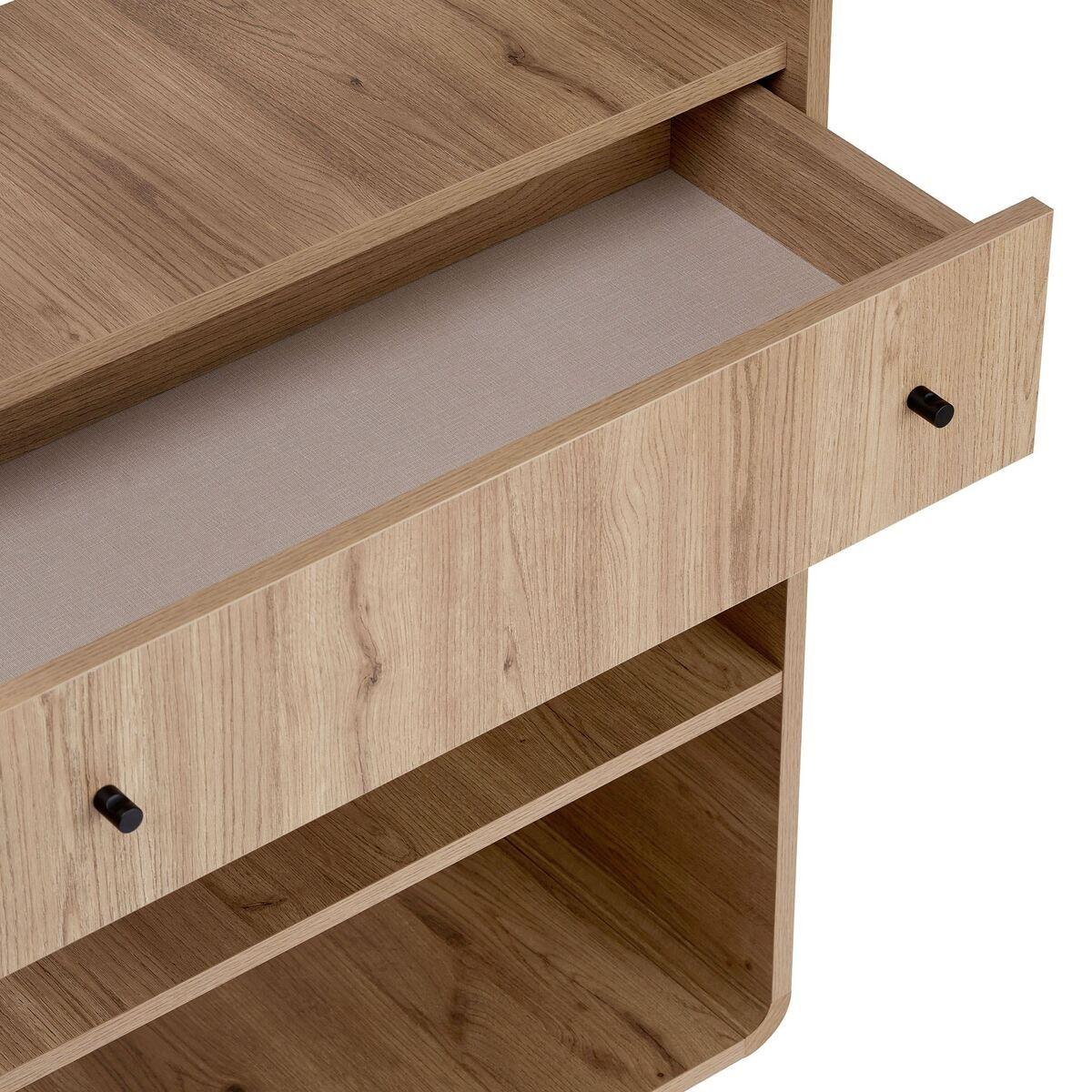 REGAL 1 Schublade, 4 offenen Fächern mit abgerundeten Kanten 34/154/78 cm - Eichefarben, Holzwerkstoff (34/154/29cm) - Calicosy