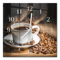 WANDUHR aus Glas 30x30 cm - Kaffee - Braun, Glas (30/30/0.4cm) - TULUP