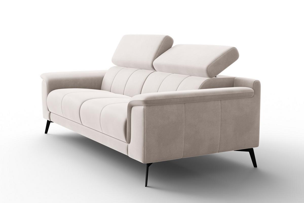 SOFA FIERO 3-Sitzer, Beiger Veloursstoff - Beige/Schwarz, Holz/Textil (212/82/103cm) - Courtois Laville