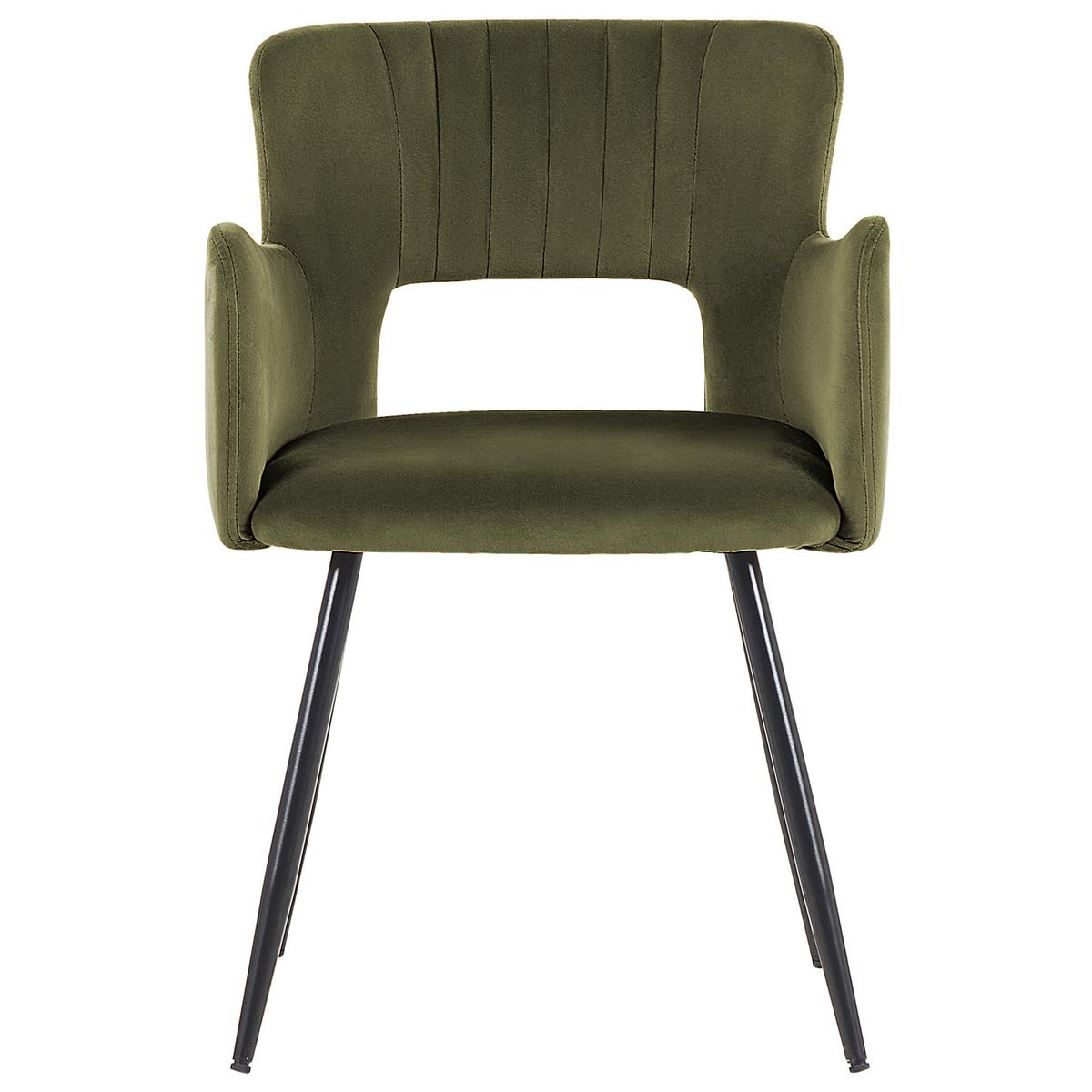 ESSZIMMERSTUHL 2er-Set Samtstoff Olivgrün Sanilac - Olivgrün, Textil/Metall (52/75/44cm) - Beliani