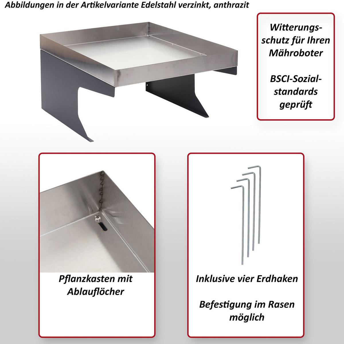 MÄHROBOTER-GARAGE Silber - Silberfarben, Metall (60/37/70cm) - MCW