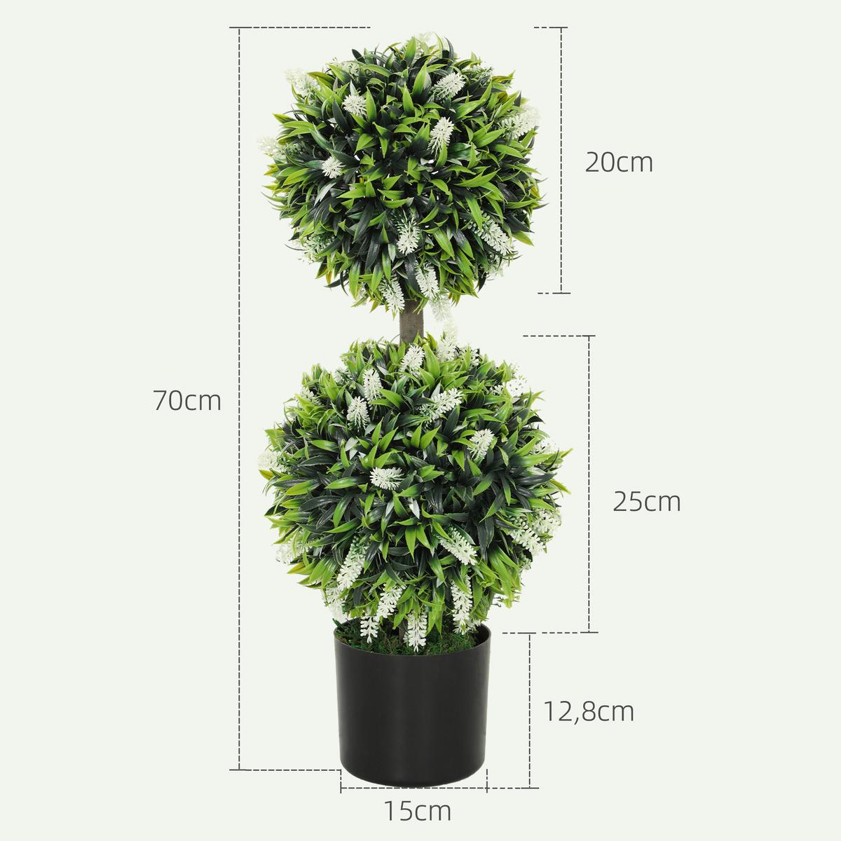 KUNSTPFLANZE 2er Set Kunststoff Stahl Weiß - Schwarz/Weiß, Kunststoff (70cm) - HOMCOM