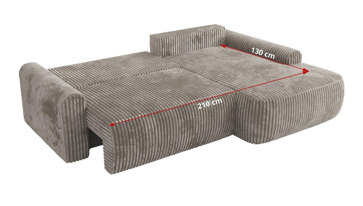ECKSCHLAFSOFA CUBO L Hellbraun Cord - links - Hellbraun/Schwarz, Kunststoff/Textil (273/187cm) - MKS